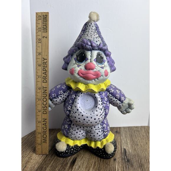 Hand Made Ceramic Clown Signed By Maker In October 1987 By Linnie Hand Painted - Picture 1 of 7